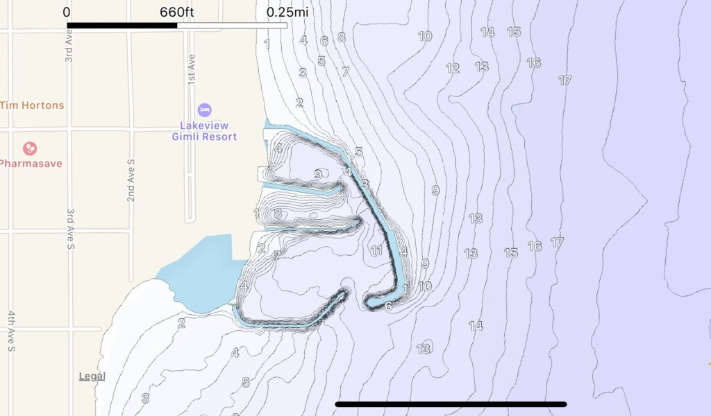 chart select depth map of gimli harbour